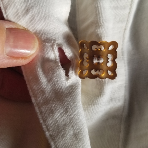 Soft Surroundings Danielle 3/4 Sleeve Tunic Creamy White Unique Buttons cotton L - Picture 7 of 9